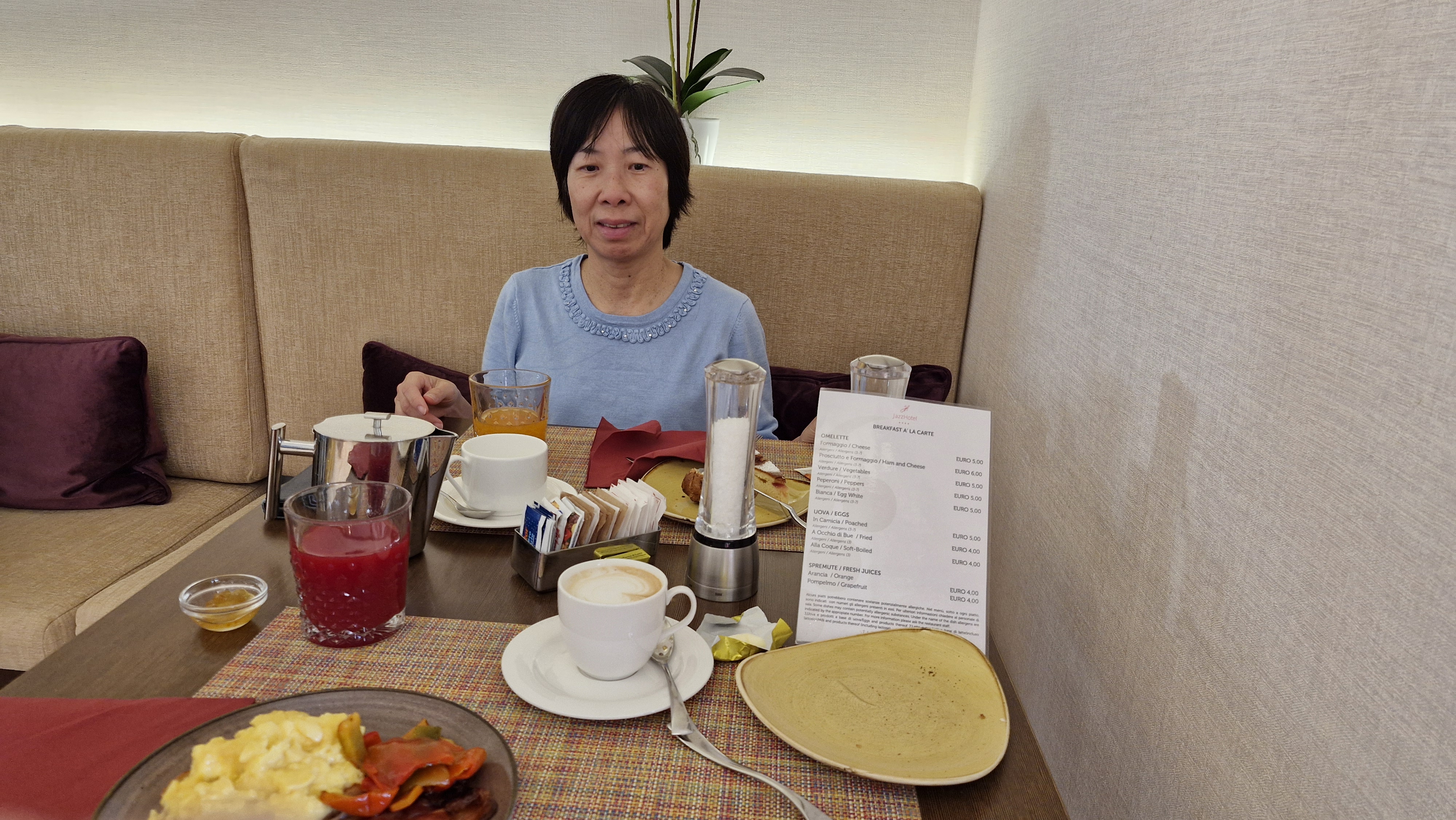 Breakfast at the Jazz Hotel in Olbia.