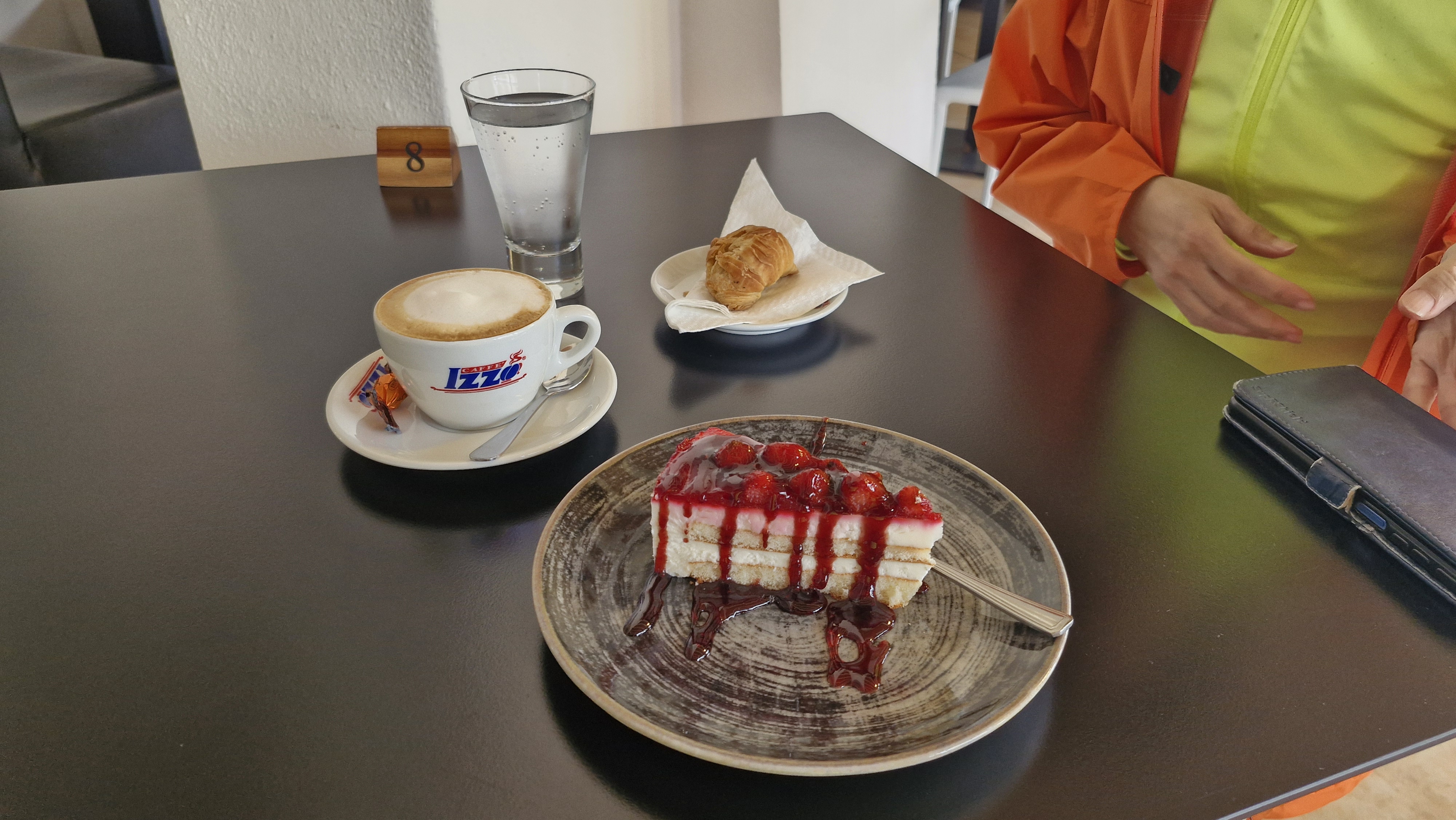 A well-deserved coffee and cake stop in Orosei.