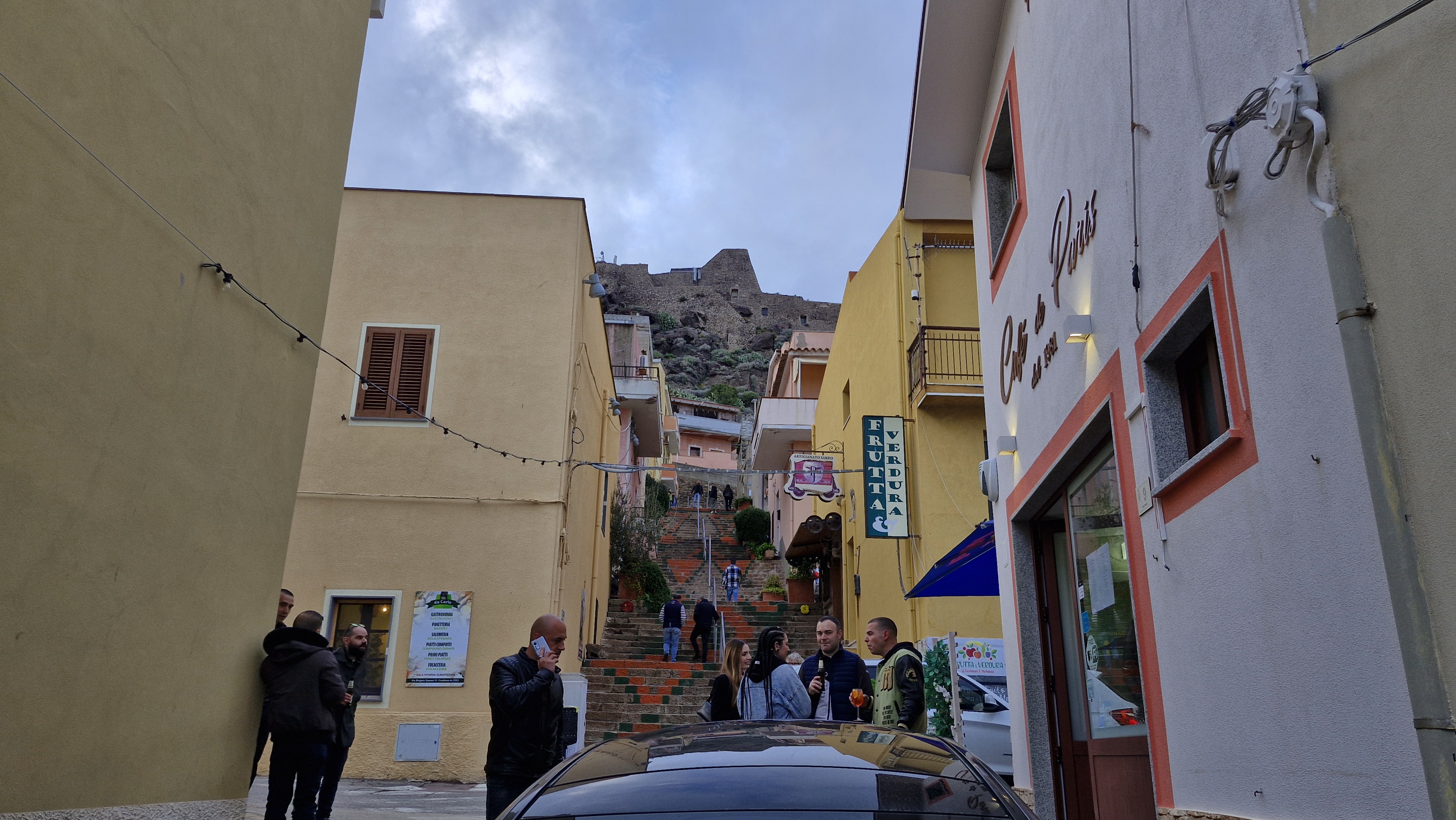 Walking up the narrow, steep streets of Castelsardo's old town.